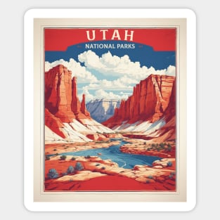 Utah National Parks United States of America Tourism Vintage Poster Sticker